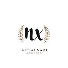 NX  Initial handwriting logo vector