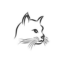 One line cat design silhouette.hand drawn minimalism style vector illustration