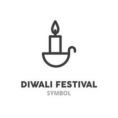 Candle thin line icon. Diwali Festival symbol. Vector illustration symbol elements for web design.