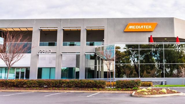 Jan 12, 2020 San Jose / CA / USA - MediaTek headquarters in Silicon Valley; MediaTek Inc. is a Taiwanese fabless semiconductor company