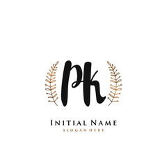  PK Initial handwriting logo vector