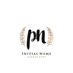  PN Initial handwriting logo vector