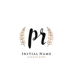  PR Initial handwriting logo vector