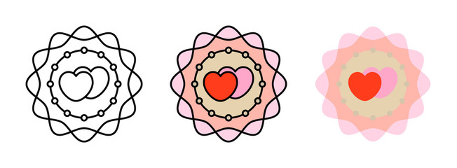 heart mandala icon set isolated on white background for web design,Valentine day concept