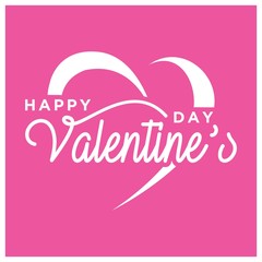 Happy Valentines Day typography poster with handwritten calligraphy text  isolated on pink background. Vector Illustration