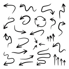 Hand drawn arrow vector icons set.
