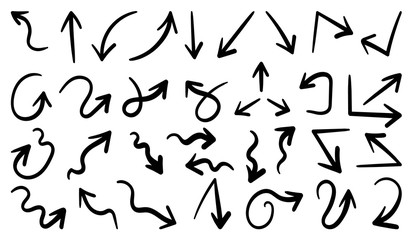 Hand drawn arrow vector icons set.