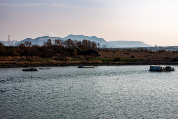 landscape with lake and mountains