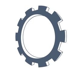 Isometric cog wheel model. Precision machinery concept. Technology and engineering