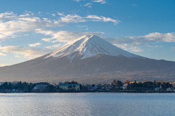 Fototapeta na wymiar Blue nice sky with view of Mount Fuji in Japan
