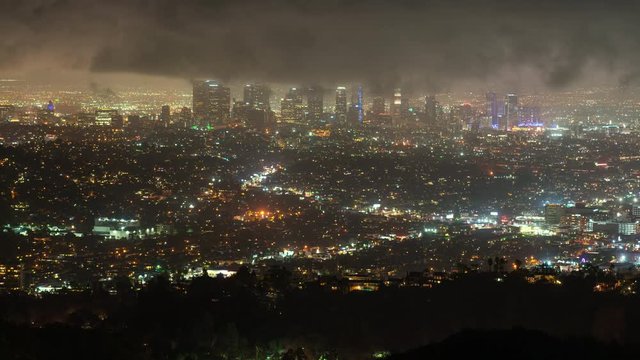 Downtown Los Angeles Cloudy Night
