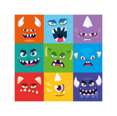 set of colorful alien monsters