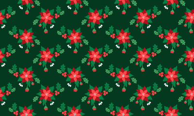 Leaf and flower style element template, elegant Christmas floral pattern background.
