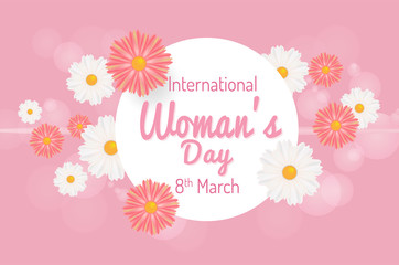 International Women's Day. March 8th greeting card. Vector illustration background