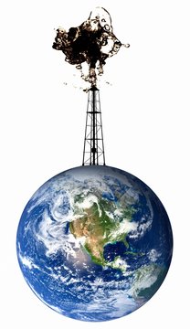 Planet earth with an oil well