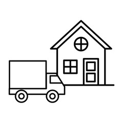 house front facade with truck