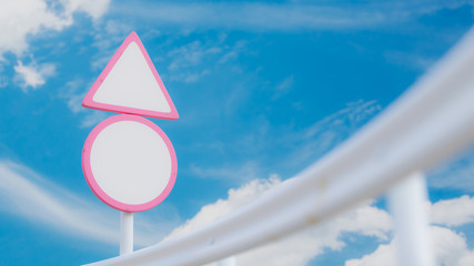 Empty pink road sign Mock-Up