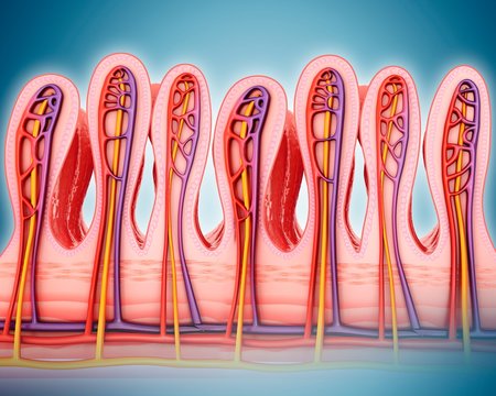Small intestinal wall, illustration