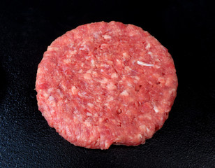 Rare Hamburgers on a black plate