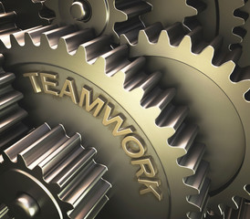 Gears with the word 'teamwork'