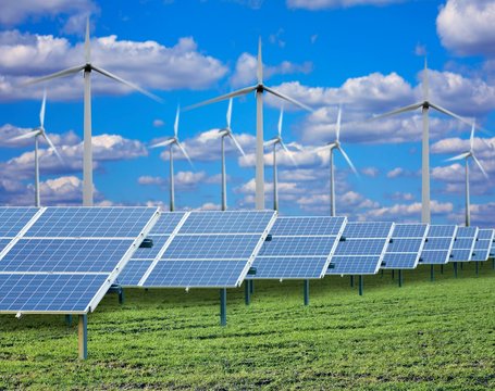 Solar panels on a solar farm