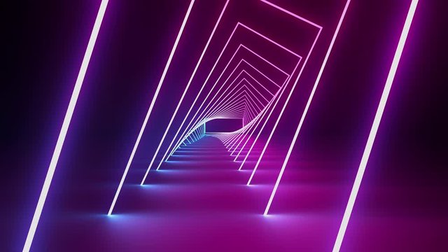 Futuristic cyberpunk neon light absteck rotate 3d render