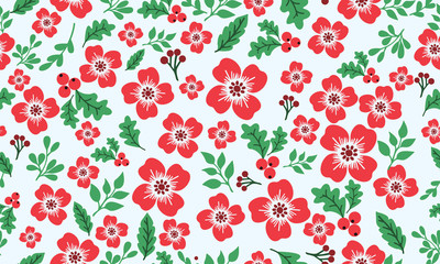 Christmas floral elegant pattern, with leaf and flower seamless concept.