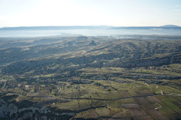 Scenic view of Goreme beautiful landscape with fairy chimney  thin spire of rock that protrudes...