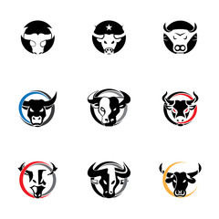 Bull Horn.Bull head Vector Icon Logo Template Illustration Design