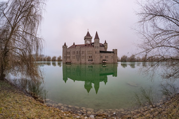 Obraz premium Medieval castle in the middle of the pond