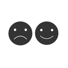 sad and happy face icon vector solid grey