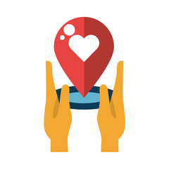 hands lifting heart love in pin location