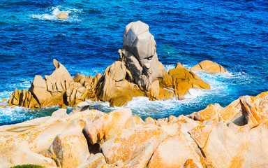 Landscape with Rocky coast of Capo Testa in Santa Teresa Gallura at the Mediterranean Sea on...
