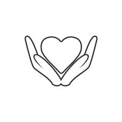 heart in hand icon vector solid grey
