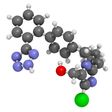 Losartan hypertension drug molecule
