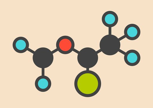 Isoflurane anesthetic drug molecule