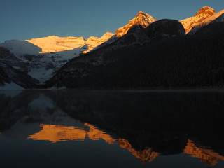 OLYMPUS DIGITAL CAMERA   Morning glow at Lake Louise with Mount Victoria in a back ground, Canadian RockiesMorning glow at Lake Louise with Mount Victoria in a back ground, Canadian Rockies