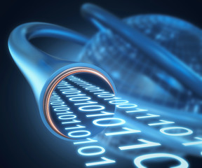 Binary code and Earth, illustration