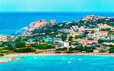 Landscape with beach on Rocky coast of Capo Testa in Santa Teresa Gallura at the Mediterranean Sea...