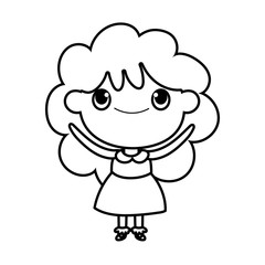 kids, cute little girl anime cartoon character thick line