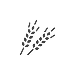 Wheat spikes vector icon. filled flat sign for mobile concept and web design. Ear of wheat glyph icon. Agriculture symbol, logo illustration. Vector graphics