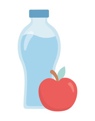 bottle water and fresh apple fruit food