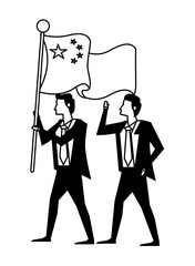 businessmen with flag China characters