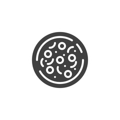 Circle pizza vector icon. filled flat sign for mobile concept and web design. Italian pizza, top view glyph icon. Pizzeria symbol, logo illustration. Vector graphics