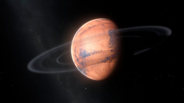 Artwork of a ring around Mars