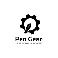Fototapeta na wymiar Illustration modern pen on gear logo icon vector sign industrial