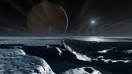 Artwork of Charon Seen From Pluto