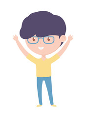 standing young man cartoon on white background