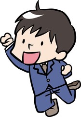 ジャンプ　喜ぶ　男性　イラスト