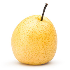 Ripe Honey pear isolated on white with clipping path. (Pyrus pyrifolia)